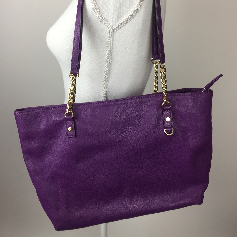 Michael Kors Eggplant Purple Leather Tote Handbag